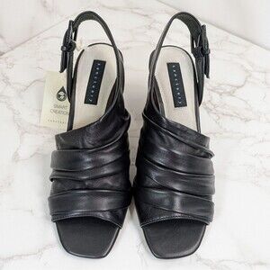 Sanctuary Regal Asymmetric Soft Leather Sandal Black Size 5.5M NEW IN BOX